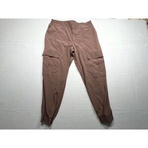 Athleta Cargo Jogger Pants Taupe Lightweight Stretchy Activewear Size 14